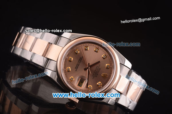 Rolex Datejust Automatic Two Tone with Rose Gold Dial and Diamond Markers - Click Image to Close